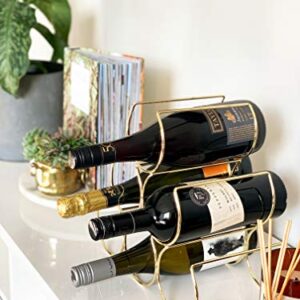 Gold Wine Rack - Wire Wine Rack - Bar Cart Decor - Bar Cart Accessories - Wine Racks Countertop - Gold Kitchen Accessories - Table Top Wine Rack - Freestanding Wine Rack - Modern Century Wine Rack
