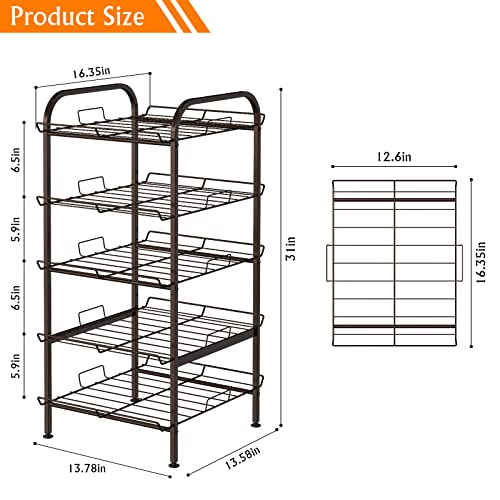 Water Bottle Organizer 5 Tier Water Bottle Storage Rack Metal Drink Stand Freestanding Water Bottle Holder Rack for Kitchen Pantry Home Party Large Storage Rustic Brown
