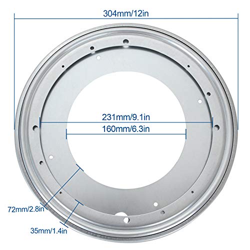 2 Pack Flat Lazy Susan Turntable Bearing 12 Inch Round Lazy Susan Hardware 5/16 Thick Turntable Swivel Base for Rotating Table, Book Case, Serving Tray, DVD Tower, Corner Shelves, 1000lb Capacity