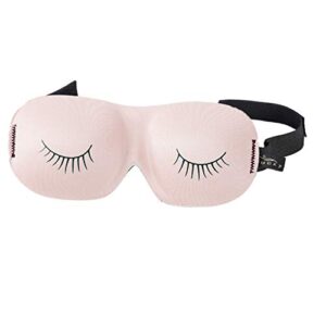bucky ultralight comfortable contoured travel and sleep eye mask, strawberry eyelash, one size