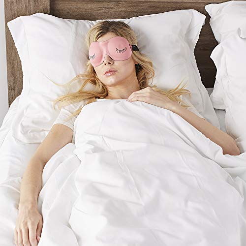 Bucky Ultralight Comfortable Contoured Travel and Sleep Eye Mask, Strawberry Eyelash, One Size