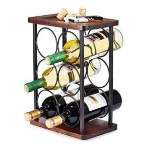 ALLCENER Countertop Wine Rack, Wood Wine Bottle Holder, Perfect for Home Decor & Kitchen Storage Rack, Bar, Cellar, Cabinet, Pantry, etc (Hold 6 Bottles)