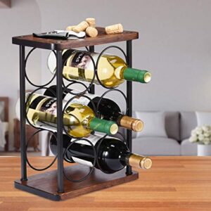 ALLCENER Countertop Wine Rack, Wood Wine Bottle Holder, Perfect for Home Decor & Kitchen Storage Rack, Bar, Cellar, Cabinet, Pantry, etc (Hold 6 Bottles)