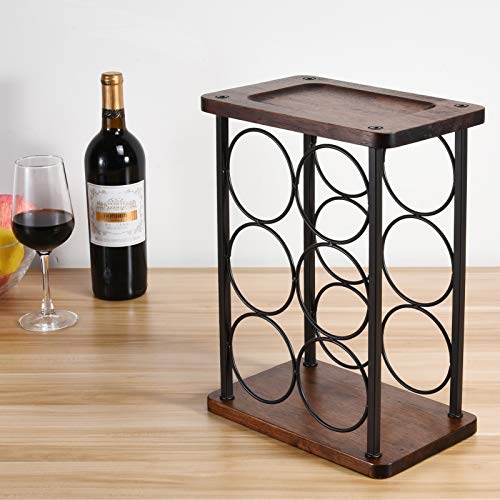 ALLCENER Countertop Wine Rack, Wood Wine Bottle Holder, Perfect for Home Decor & Kitchen Storage Rack, Bar, Cellar, Cabinet, Pantry, etc (Hold 6 Bottles)