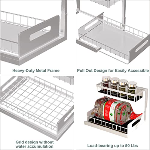 furihshe Under Sink Organizers and Storage, Pull Out Cabinet Organizer 2-Tier Slide Out Sliding Shelf Under Cabinet Storage Multi-Use for Under Kitchen Bathroom Under Sink Organizer