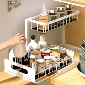 furihshe Under Sink Organizers and Storage, Pull Out Cabinet Organizer 2-Tier Slide Out Sliding Shelf Under Cabinet Storage Multi-Use for Under Kitchen Bathroom Under Sink Organizer