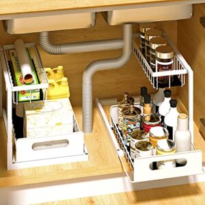 furihshe Under Sink Organizers and Storage, Pull Out Cabinet Organizer 2-Tier Slide Out Sliding Shelf Under Cabinet Storage Multi-Use for Under Kitchen Bathroom Under Sink Organizer