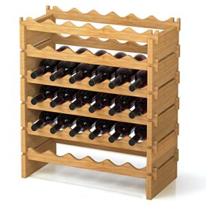 johahtang 36 bottle stackable wine rack – 6-tier bamboo wine bottle rack for bar, kitchen and cellar wine bottle display rack