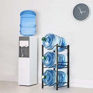 5 Gallon Water Bottle Holder 3 Tier Water Cooler Jug Rack Shelf Organizer Detachable Heavy Duty Kitchen Water Bottle Storage Rack for Home, Office, Black