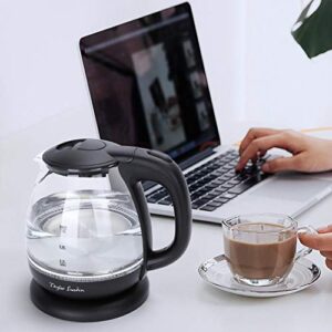 Small Glass Kettle Electric, Compact Mini Sized Electric Hot Water Kettle for Tea and Coffee 1L Black Taylor Swoden
