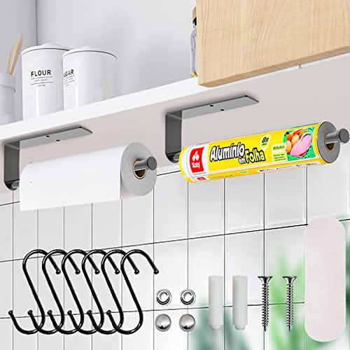 Paper Towel Holder ,Paper Towel Holder Under Cabinet, Self Adhesive Wall Mount Paper Towel Rack, Paper Towel Roll Holder Stick for Kitchen, Pantry, Sink, Bathroom,13 Inch (2PCS)