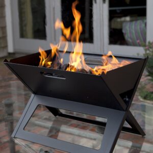 Fire Sense 60508 Notebook Charcoal BBQ Grill 3.5mm Cooking Bars Instant Foldable & Easy Portability For Outdoor Barbecues Camping Traveling Picnics Garden Beach Party - Black