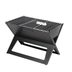 Fire Sense 60508 Notebook Charcoal BBQ Grill 3.5mm Cooking Bars Instant Foldable & Easy Portability For Outdoor Barbecues Camping Traveling Picnics Garden Beach Party - Black