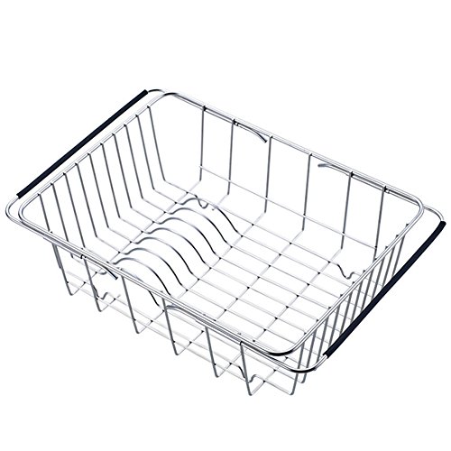 kaileyouxiangongsi Adjustable Over Sink Dish Drying Rack Stainless Steel Dish Drainer, On Counter or In Sink Dish Rack, Deep and Large- Rustproof