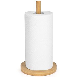 e-room trend paper towel holder bamboo thicken base paper towel dispenser kitchen steady bathroom towel roll stand organizer wooden paper roll holder for countertop table cabinet(a074)