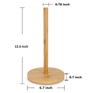 E-ROOM TREND Paper Towel Holder Bamboo Thicken Base Paper Towel Dispenser Kitchen Steady Bathroom Towel Roll Stand Organizer Wooden Paper Roll Holder for Countertop Table Cabinet(A074)