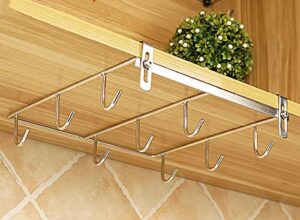 coffee mug holder – 304 stainless steel ，cup rack under shelf ，applicable cabinet adjustment thickness 0.39 “-1.17” (9-hooks) (primary color, 1 piece)