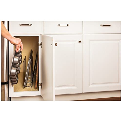 Hardware Resources Polished Chrome U-Shapred Tray Divider for Organizing Baking Sheets, Trays, and Cutting Boards. Bottom Mounting.