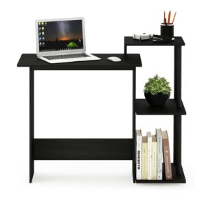 Furinno Efficient Home Laptop Notebook Computer Desk with Square Shelves, Americano/Black