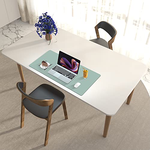 Leather Desk Pad Protector,Mouse Pad,Office Desk Mat, Non-Slip PU Leather Desk Blotter,Laptop Desk Pad,Waterproof Desk Writing Pad for Office and Home (Light Blue,31.5" x 15.7")