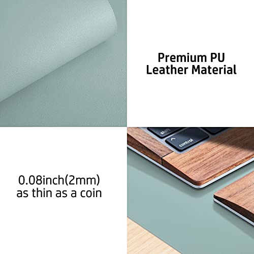 Leather Desk Pad Protector,Mouse Pad,Office Desk Mat, Non-Slip PU Leather Desk Blotter,Laptop Desk Pad,Waterproof Desk Writing Pad for Office and Home (Light Blue,31.5" x 15.7")