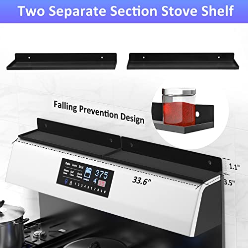 FUMAX Spice Rack Organizer over the Stove, 2pcs 15" Kitchen Stove Top Shelf, Rustproof Stainless Steel & Anti-tipping Edges, Compatible with Most Flat Top Stoves for Kitchen Organization