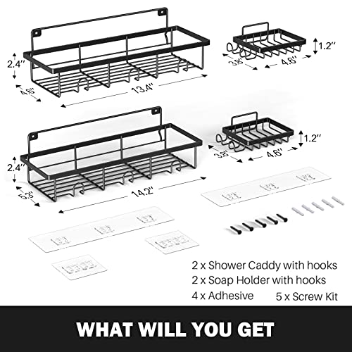 YAWSOUP Adhesive Shower Caddy,4-Pack Shower Shelf,Shower Organizer Can be Wall-Mounted Without Holes,For Shower Organizer&Bathroom Storage.