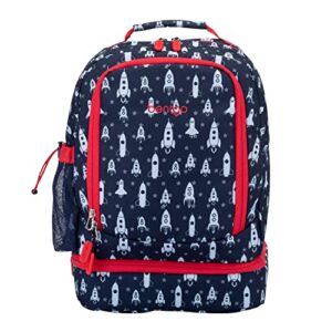 Bentgo® Kids Prints 2-in-1 Backpack & Insulated Lunch Bag - Durable, Lightweight, Colorful Prints for Girls & Boys, Water-Resistant Fabric, Padded Straps & Back, Large Compartments (Rocket)