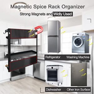 Govetom Magnetic Fridge Organizer, Magnetic Spice Rack for Refrigerator in Kitchen, Strong Magnetic Shelf with Paper Towel Holder,Medium