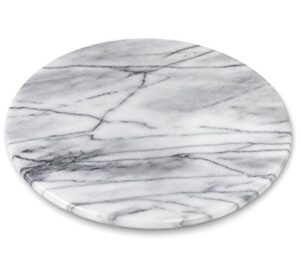 greenco white marble lazy susan round turntable, handcrafted, 12”.