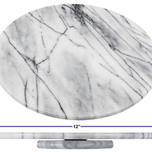 Greenco White Marble Lazy Susan Round Turntable, Handcrafted, 12”.