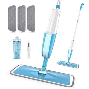 mexerris microfiber spray mop for floor cleaning wet dry mop 360 degree spin microfiber dust mop hardwood floor mop with 410ml refillable bottle include 3 microfiber reusable pads and 1 scrubber