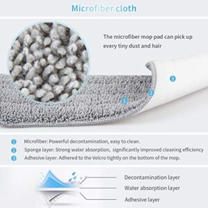 MEXERRIS Microfiber Spray Mop for Floor Cleaning Wet Dry Mop 360 Degree Spin Microfiber Dust Mop Hardwood Floor Mop with 410ML Refillable Bottle Include 3 Microfiber Reusable Pads and 1 Scrubber