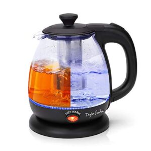 electric kettle with tea infuser, small electric tea kettle with keep warm function for home and office, black taylor swoden