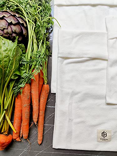 Organic Cotton Vegetable Crisper Bag - Variety Set of 3 - Simply Wet & Keep Your Veggies Fresher, Longer in Refrigerator!