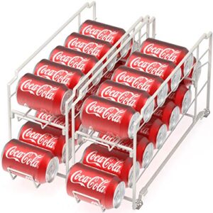 2 pack – simple houseware stackable beverage soda can dispenser organizer rack, white