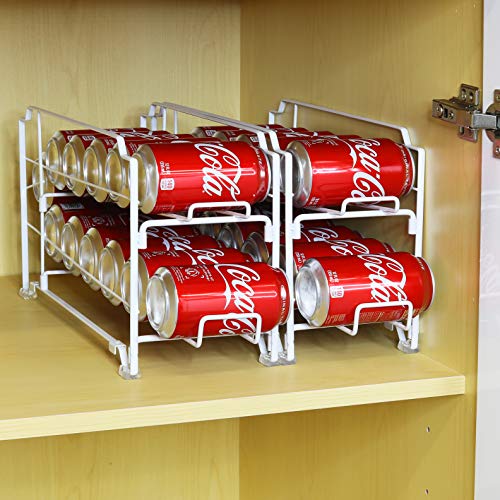 2 Pack - Simple Houseware Stackable Beverage Soda Can Dispenser Organizer Rack, White