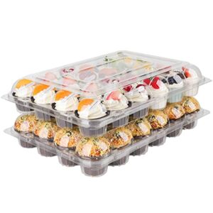 3unshine 24 count cupcake containers, set of 12 plastic cupcake boxes bulk, 24 compartment cupcake holder with detachable lid,disposable muffin carrier