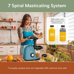 Jocuu Slow Masticating Juicer with 2-Speed Modes - Cold Press Juicer Machine - Quiet Motor & Reverse Function - Easy to Clean Juicer Extractor - Juice Recipes for Fruits & Vegetables (Grey)