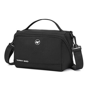 sunny bird small japanese bento box bag portable lunch snack bag for work and school (black)