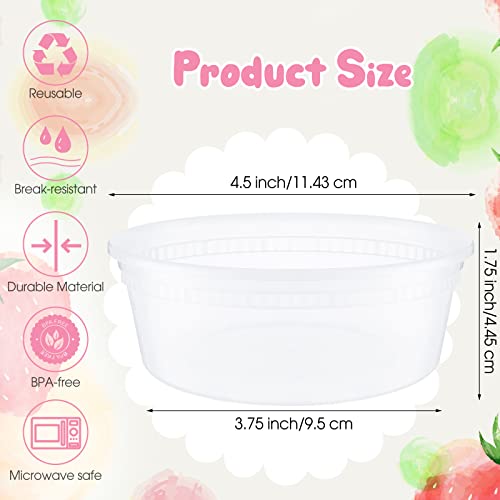 100 Pcs 8 oz Deli Containers with Lids Food Storage Containers, Plastic Containers with Lids Snack Containers Freezer Containers for Food Soup Yogurt Ice Cream Juice