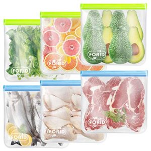 reusable gallon freezer bags – 6 pack extra thick 1 gallon bags leakproof gallon storage bags for marinate food & fruit cereal sandwich snack meal prep travel items home organization storage
