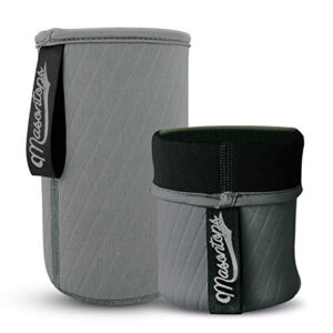 masontops wide mouth mason jar neoprene sleeves – gray – triple insulated cozy – 2 sleeves cover 16-24 oz & quart sizes