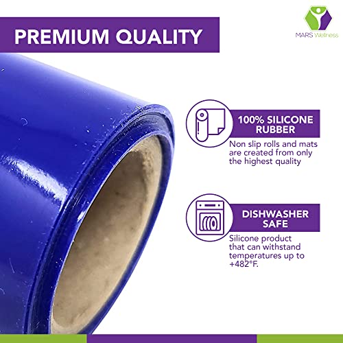 Mars Wellness Non Slip Silicone Grip Material Roll - Anti Slip Large Roll - 7.87" X 3' Feet - Cut to Size - Eating Aids, Baking, Crafts, Table, Counter, Drawer or Any Surface - Blue