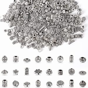 upins 300pcs silver spacer beads for jewelry making bracelet necklace crafts silver beads metal alloy beads loose spacer beads with radom styles for diy