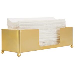 mygift modern brass tone metal tabletop commercial folded paper towel holder dispenser tray