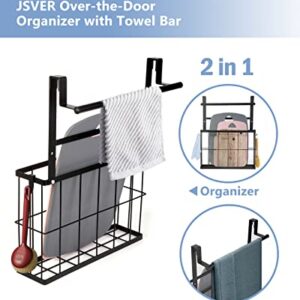 JSVER Over Cabinet Organizer Kitchen Cabinet Organizer, Cabinet Door Organizer with Towel Holder for Cutting Board, Aluminum Foil, Baking Sheet, Plastic Wrap