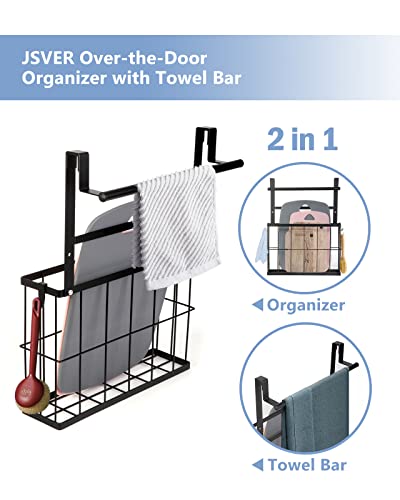 JSVER Over Cabinet Organizer Kitchen Cabinet Organizer, Cabinet Door Organizer with Towel Holder for Cutting Board, Aluminum Foil, Baking Sheet, Plastic Wrap