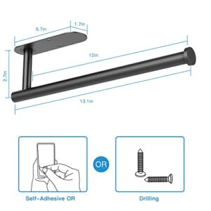 Paper Towel Holder, Self Adhesive & Drilling, Paper Towel Holder Wall Mount, 13 Inch SUS304 Stainless Steel Paper Towel Holder Under Cabinet for Kitchen, Countertop, Cabinet, Bathroom