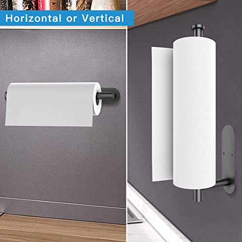 Paper Towel Holder, Self Adhesive & Drilling, Paper Towel Holder Wall Mount, 13 Inch SUS304 Stainless Steel Paper Towel Holder Under Cabinet for Kitchen, Countertop, Cabinet, Bathroom